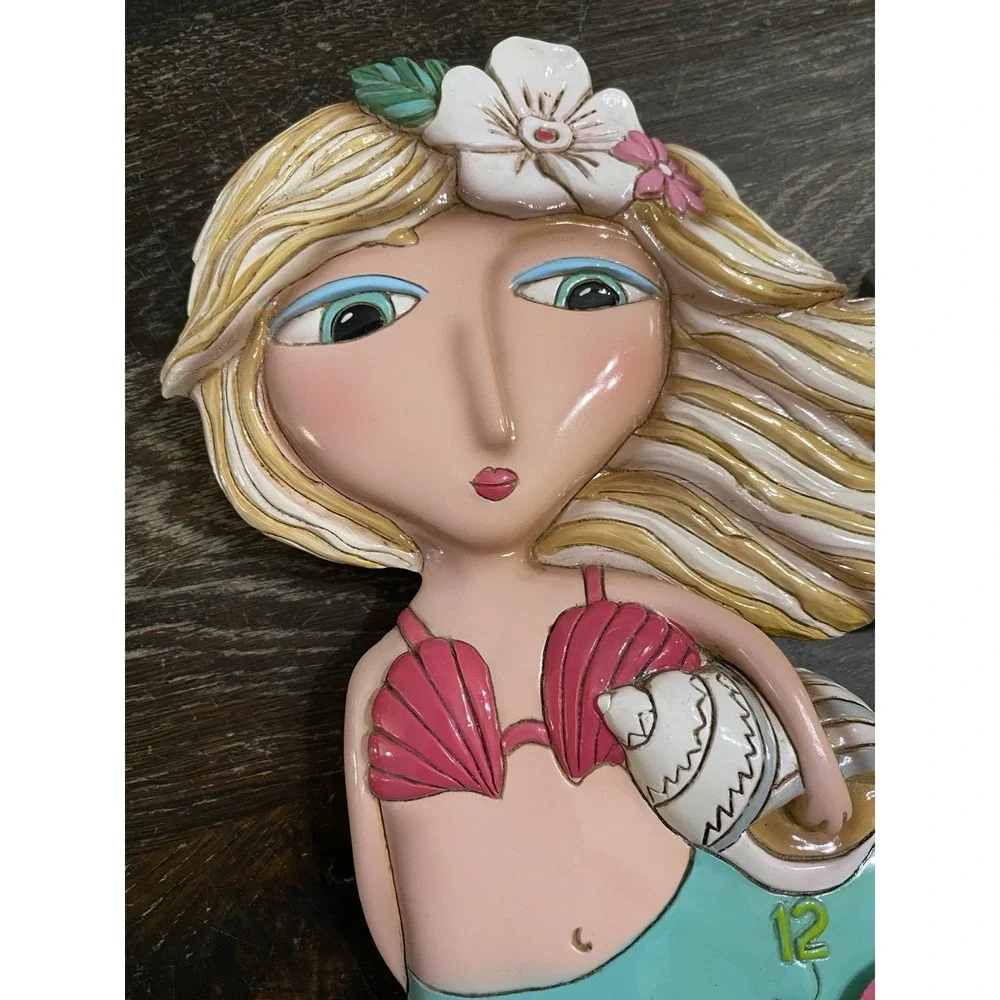 Allen Designs Shelley Mermaid Wall Clock Hair Green Tail Missing Pendulum